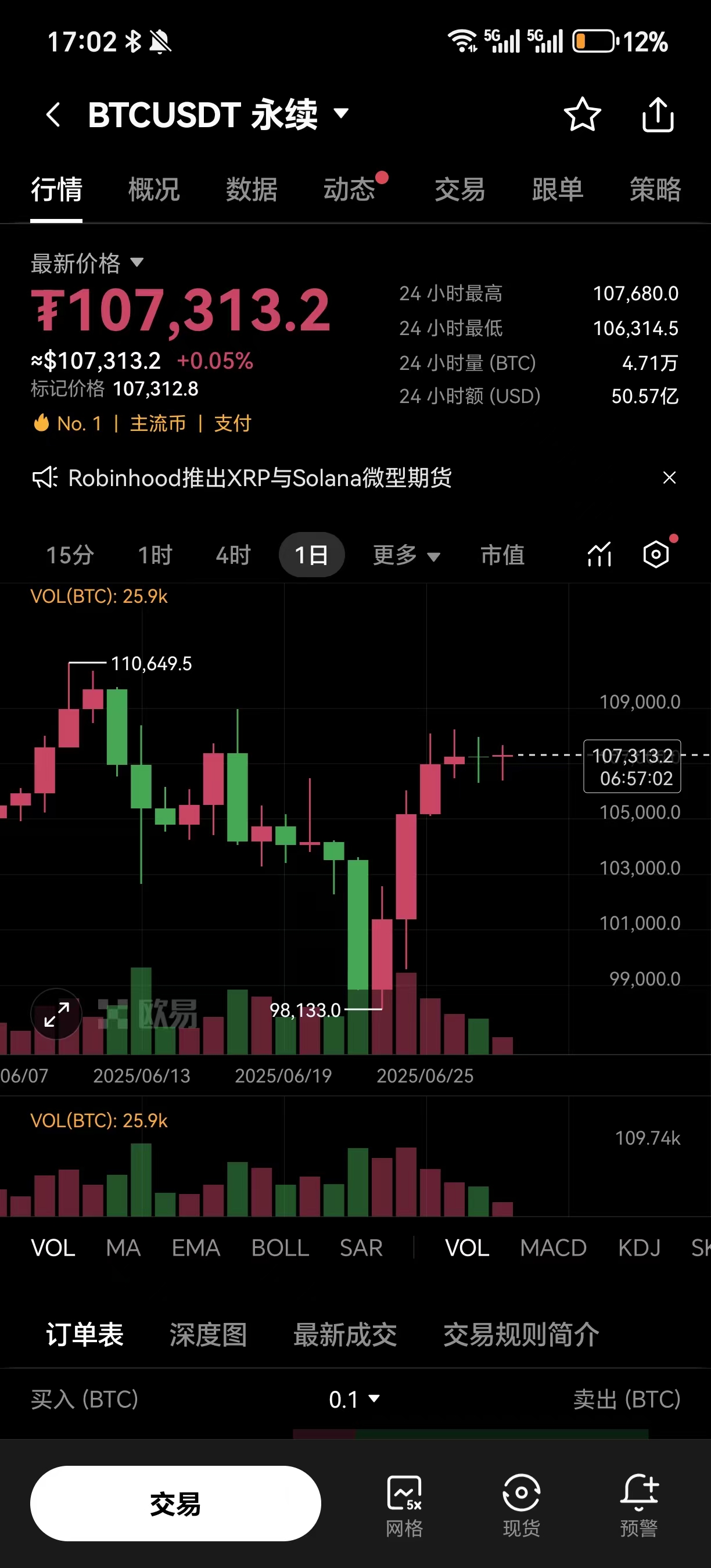 欧易移动应用界面